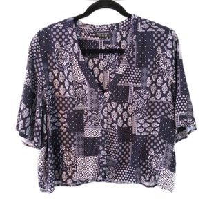 Topshop Boxy Button Down Crop Top